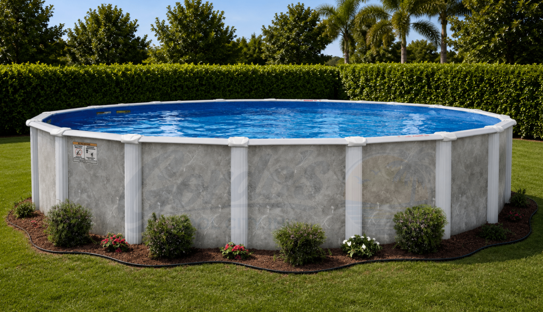 Doughboy Pearl River above-ground pool installed in a Central Valley backyard